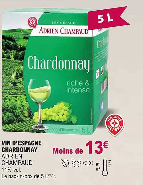 Promo Vin Despagne Chardonnay Adrien Champaud 11 Vol Chez E Leclerc