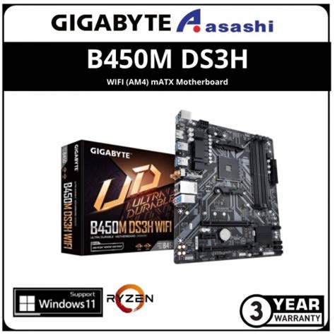 GIGABYTE B450M DS3H WIFI AM4 MATX Motherboard B450M DS3H WIFI