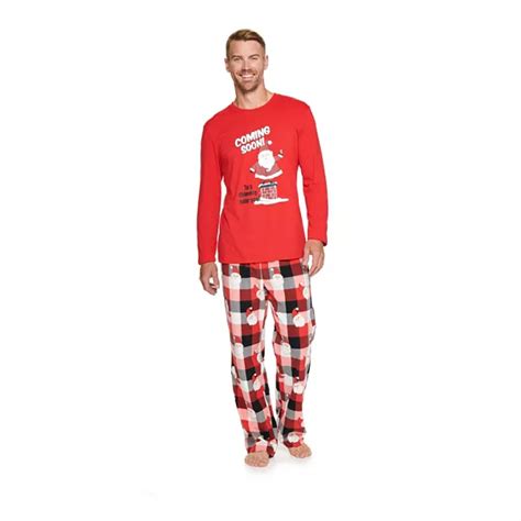 Mens Jammies For Your Families® Santa Coming Soon Microfleece Plaid