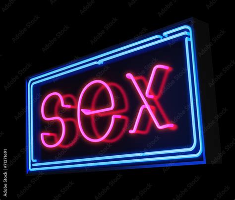 Sex Neon Sign Illuminated Over Dark Background Stock Illustration