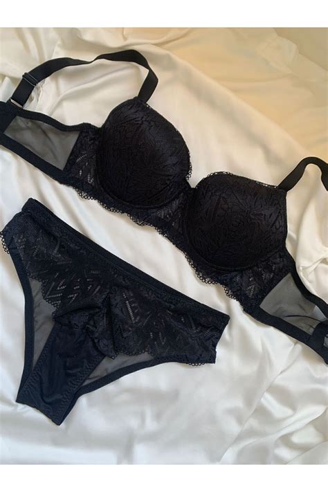 ROZENİN LINGERIE Siyah Büyük Beden Dantelli C Cup Sütyen Takım Fiyatı Yorumları