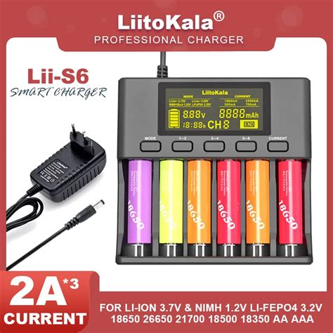 LiitoKala Lii S6 3 2V 3 7V 18650 Battery Charger 6 Slot Auto Polarity