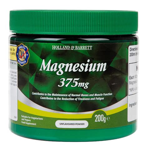 Magnesium 375mg 200g Holland And Barrett Cytrynian Magnezu W Proszku