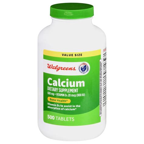 Walgreens Calcium 600 Mg Vitamin D3 20 Mcg 800 Iu Tablets 500 Days