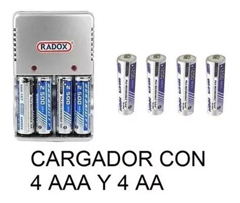 Cargador De Baterias Radox Incluye 4 Pilas Aa Y 4 Aaa MercadoLibre