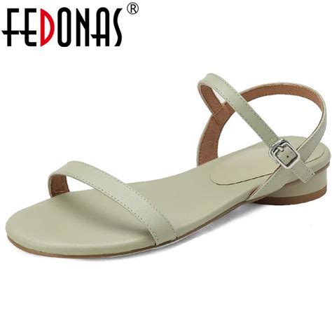 Fedonas Sandalias B Sicas De Piel Aut Ntica Para Mujer Zapatos