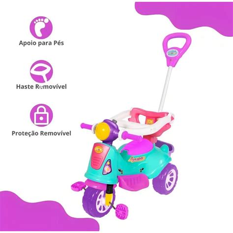 Motoca Com Proteção - Motoca Avespa Maral Velocipide Com Haste de Empurrar Completo Proteção ...