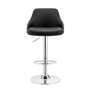 Homeroots Valerie In H Black Low Back Metal Adjustable Bar Stool