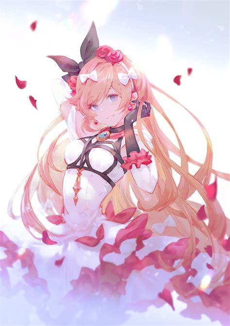 Safebooru 1girl Black Gloves Blonde Hair Blue Eyes Bow Clarisse Granblue Fantasy Dress