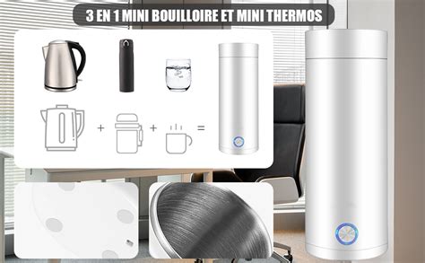 SKJJL Mini Bouilloire Electrique De Voyage 3 En 1 Mini Thermos 3