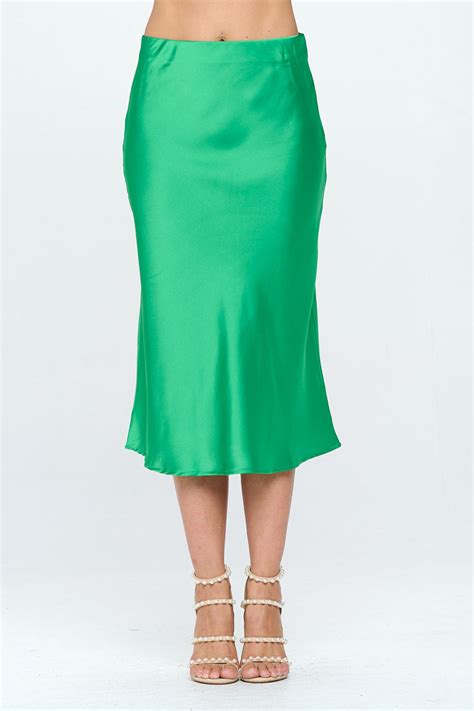 Solid Satin Midi Skirt Reneecollection