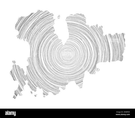 Mykonos Map Filled With Concentric Circles Sketch Style Circles In