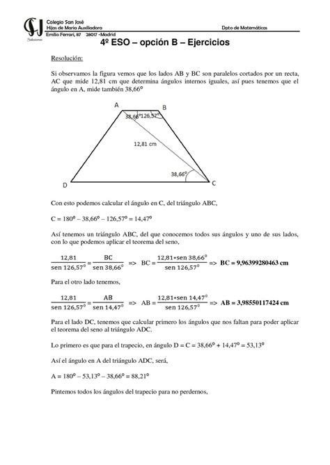 Eso Opci N B Trigonometr A Y Problemas M Tricos Calameo