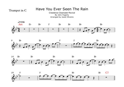 Have You Ever Seen The Rain Arr Josiel Oliveira Sheet Music Creedence Clearwater Revival