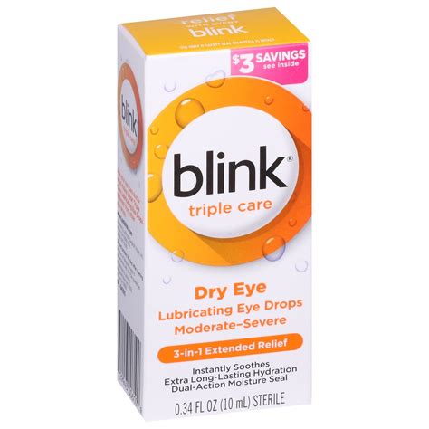 Blink Eye Drops For Dry Eyes Triple Care Lubricant Eye Drops