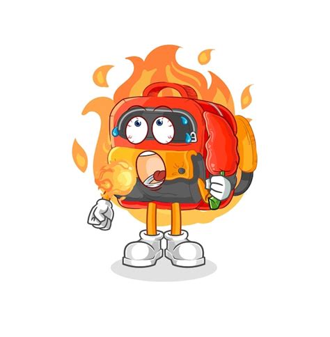 Premium Vector Backpack Eat Hot Chilie Mascot Cartoon Vector