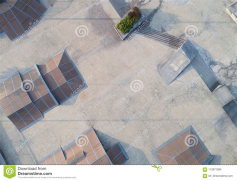 Aerial View of Empty Skatepark Ramp Stock Photo - Image of aerial ...