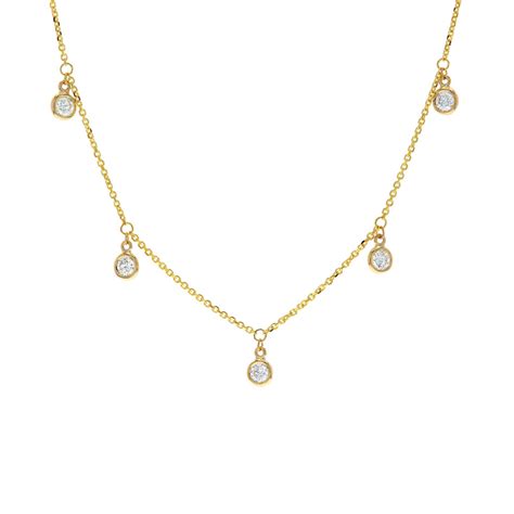 K Yellow Gold Diamond Station Teardrop Necklace Josephs Jewelers