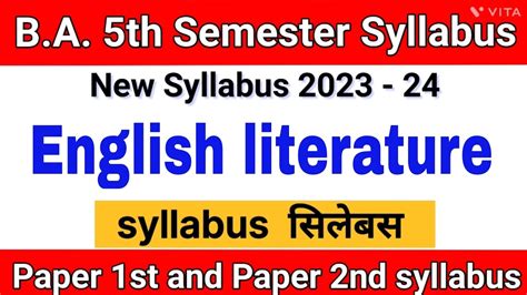 Ba 5th Sem English Literature Syllabus English BA 3rd Year 5th