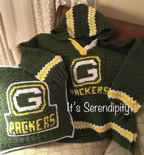 Green Bay Packers crochet sweater, crochet pillow,