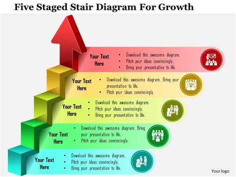 0115 Five Staged Stair Diagram For Growth Powerpoint Template