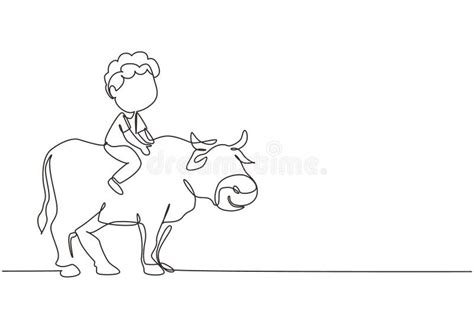 Continuous One Line Drawing Cow Stock Illustrations Continuous