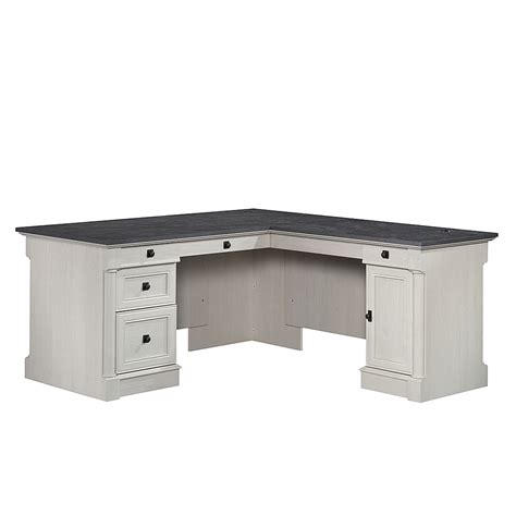 Sauder Palladia L-Shaped Desk White/Black 432725 - Best Buy