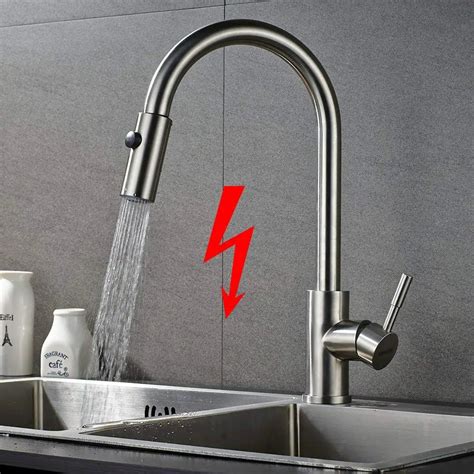 Rotatable Low Pressure Kitchen Faucet With Pullout Sprayer 304