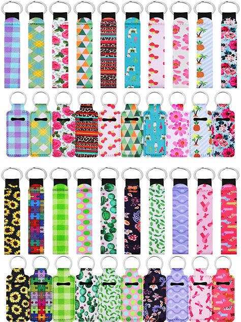 New Sytle Set Pcs Chapstick Holder Keychains Neoprene Wristlet