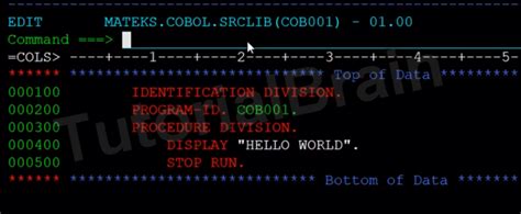 Cobol Hello World Program — Tutorialbrain