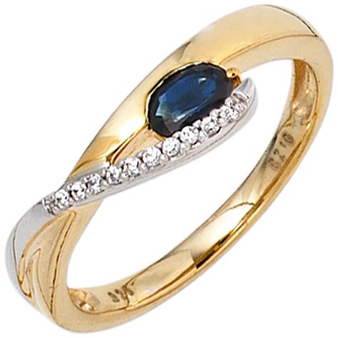 Juwelier Gr Tzmacher Damen Ring Gold Gelbgold Wei Gold Safir