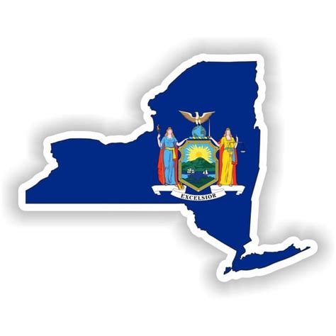 New York Map Flag Silhouette Sticker For Laptop Book Fridge Inspire