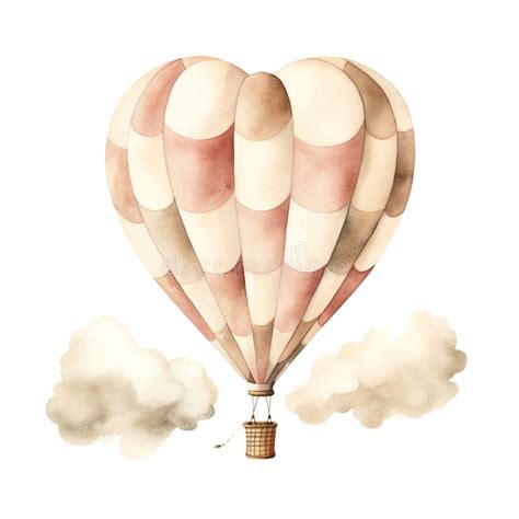 Dreamy Pastel Hot Air Balloon In Clouds Stock Photo Illustration Of