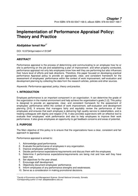 Pdf Implementation Of Performance Appraisal Policy Theory And Practice