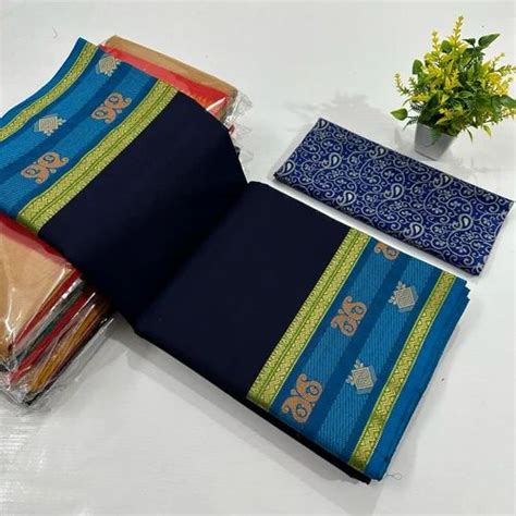 VINAYAK ENTERPRISE Ajrakh Print Chettinad Cotton Saree With Kalamkari