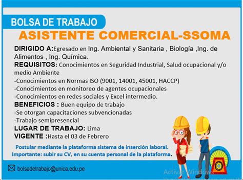 Bolsa De Trabajo Asistente Comercial Ssoma Noticias Unica