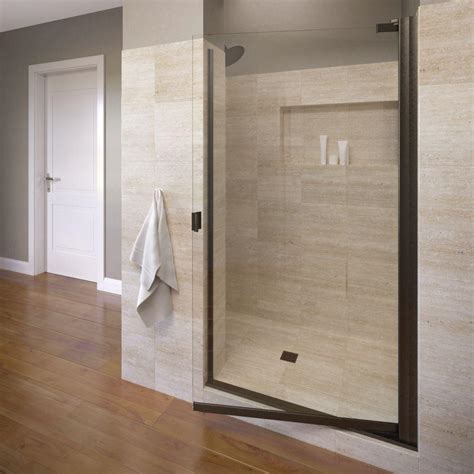 Basco Armon 34 1 4 In X 66 In Semi Frameless Pivot Shower Door In Oil