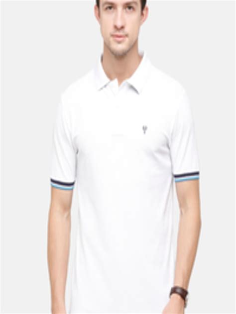 Buy Classic Polo Men White Polo Collar Applique Slim Fit T Shirt