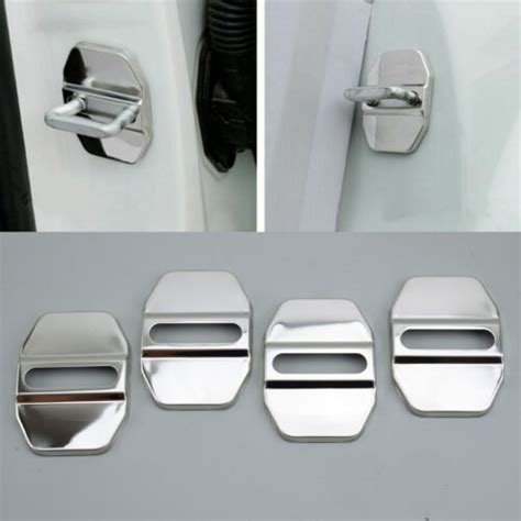 Pcs Stainless Steel Car Door Lock Buckle Protector Cover Trim Car