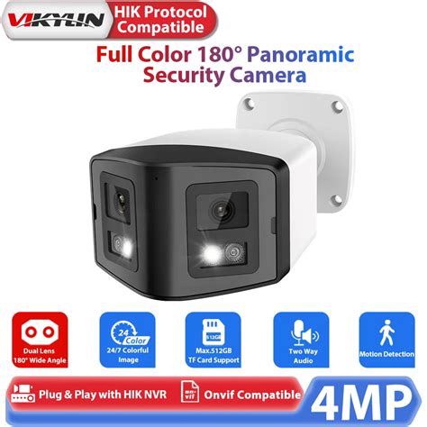 Vikylin Full Color Panoramic Security Camera Mp Dual Lens Bullet