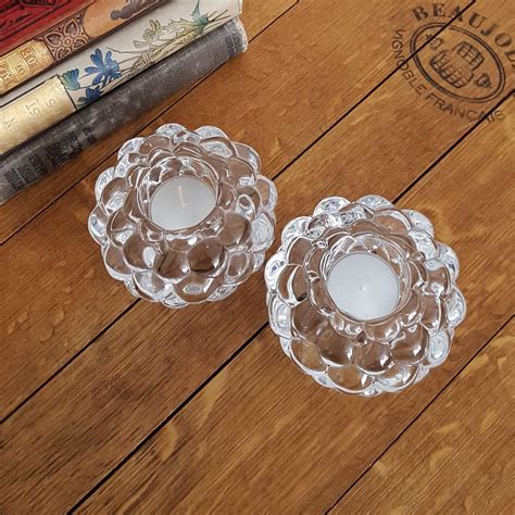 Scandinavian Crystal Tea Light Candle Holders Orrefors Etsy Tealight Candle Holders Tea