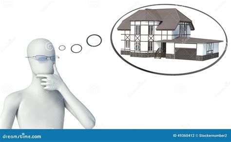 D Man Thinking About Buying A Home Stock Illustration Image