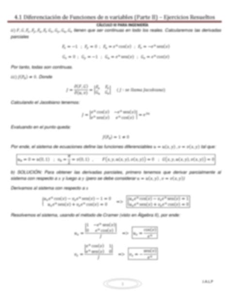 SOLUTION Calculo Avanzado Diferenciacion De Funciones De N Variables