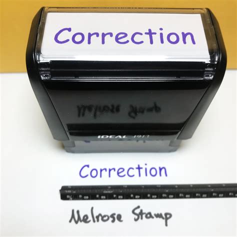 Correction Rubber Stamp For Office Use Self Inking Melrose Stamp Company