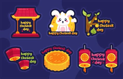 Chuseok Day Sticker Set 10522603 Vector Art at Vecteezy