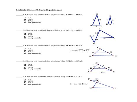 Proportions In Similar Triangles Worksheet