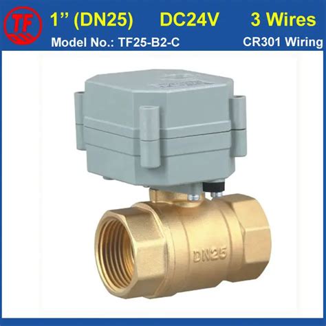 Brass DN25 Electric Actuator Valve For Water Application DC24V 3 Wires