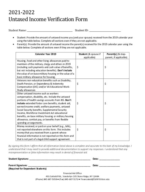 Fillable Online Untaxed Income Verification Form Fax Email