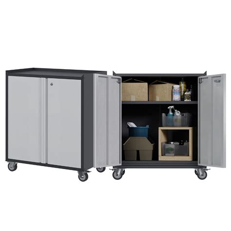 Suxxan Metal Rolling Garage Cabinet With 2 Doors Rolling Metal Storage