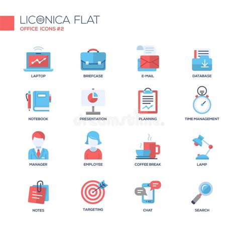 Sistema De La L Nea Moderna Iconos Y Pictogramas Planos De La Oficina